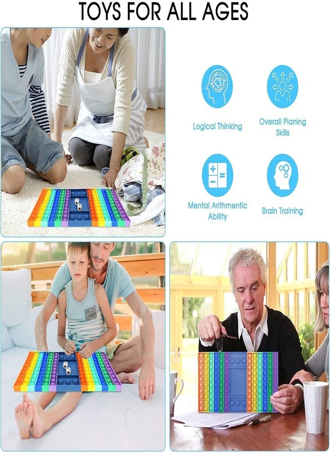 Fovrtye Big Size Pop Game Fidget Toy Silicone Bubble Rainbow Chess Board Push Popping Sound Popper Sensory Toys for Child Interactive Jumbo Stress Anxiety Relief Toy(Multi Color) - Image 4